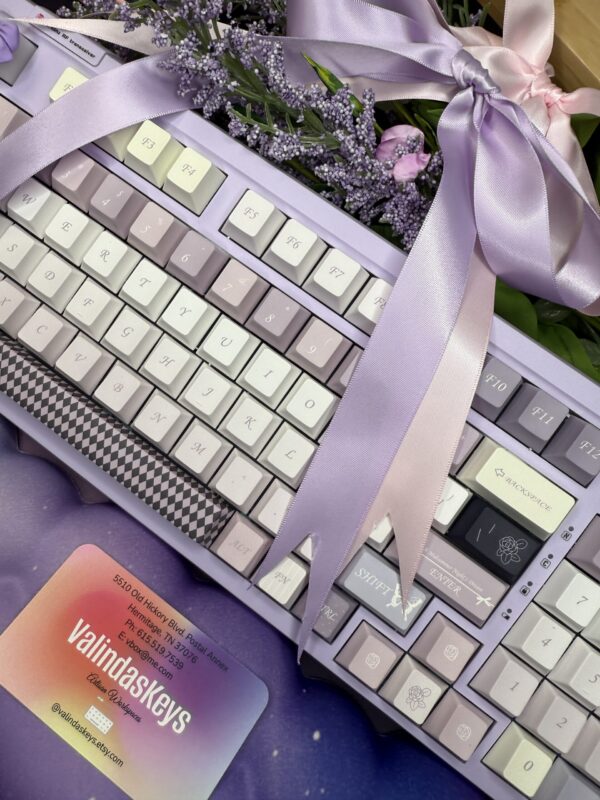 Lavender Keyboard Base Purple White Theme Caps 100 -Pretty Lavender Theme Caps - Image 5