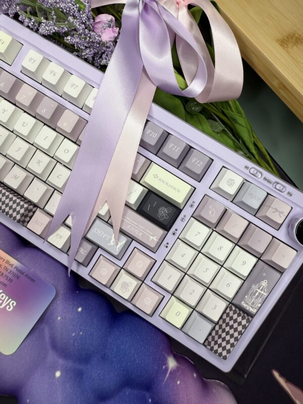 Lavender Keyboard Base Purple White Theme Caps 100 -Pretty Lavender Theme Caps - Image 4