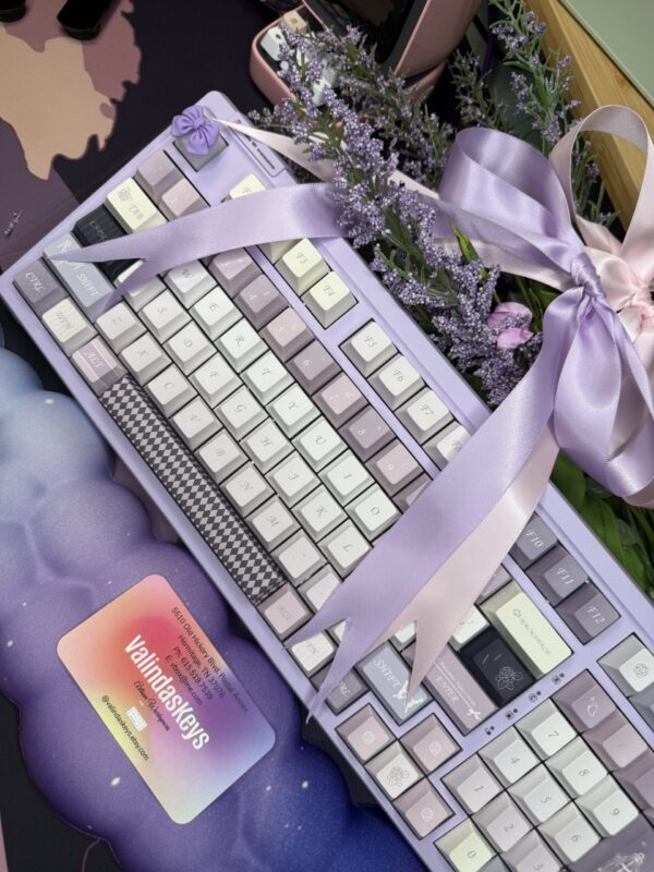 Lavender Keyboard Base Purple White Theme Caps 100 -Pretty Lavender Theme Caps - Image 2