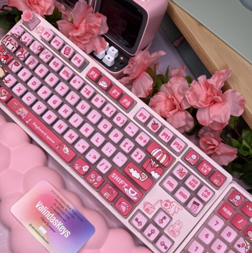 Artisan Anime Pink Engraved Mechanical Keyboard - DROP Series