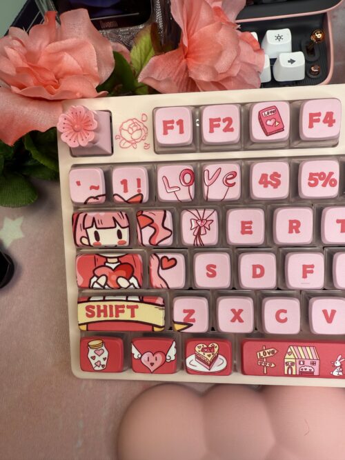 Artisan Anime Pink Engraved Mechanical Keyboard - DROP Series - Image 8