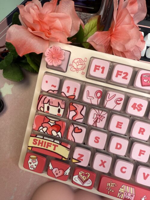 Artisan Anime Pink Engraved Mechanical Keyboard - DROP Series - Image 7