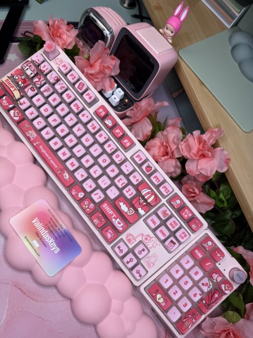 Artisan Anime Pink Engraved Mechanical Keyboard - DROP Series - Image 6