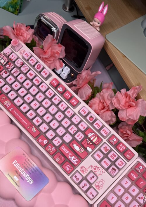 Artisan Anime Pink Engraved Mechanical Keyboard - DROP Series - Image 5