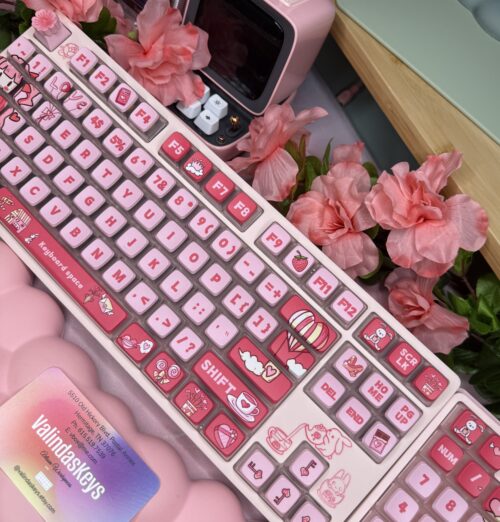 Artisan Anime Pink Engraved Mechanical Keyboard - DROP Series - Image 4