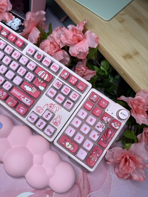 Artisan Anime Pink Engraved Mechanical Keyboard - DROP Series - Image 3