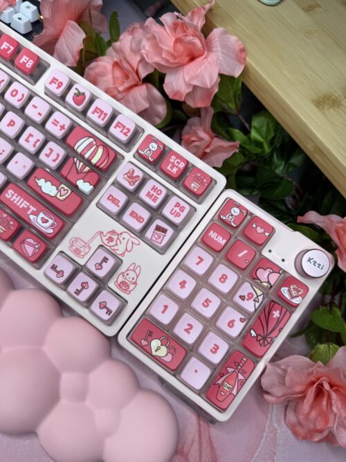 Artisan Anime Pink Engraved Mechanical Keyboard - DROP Series - Image 2