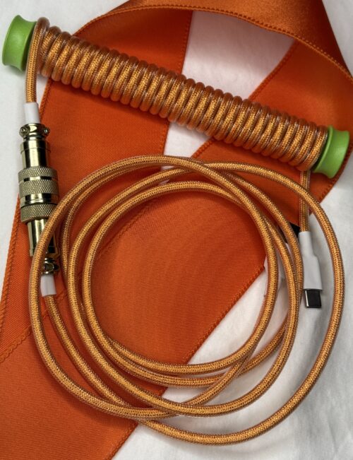 Coiled USB c Keyboard Cable - Light Orange