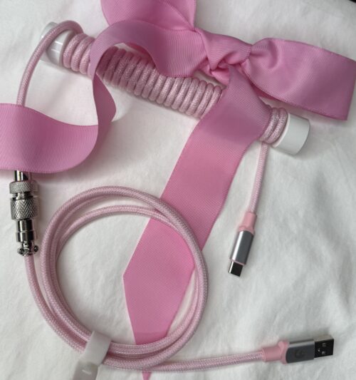 Coiled USB c Keyboard Cable - Pink