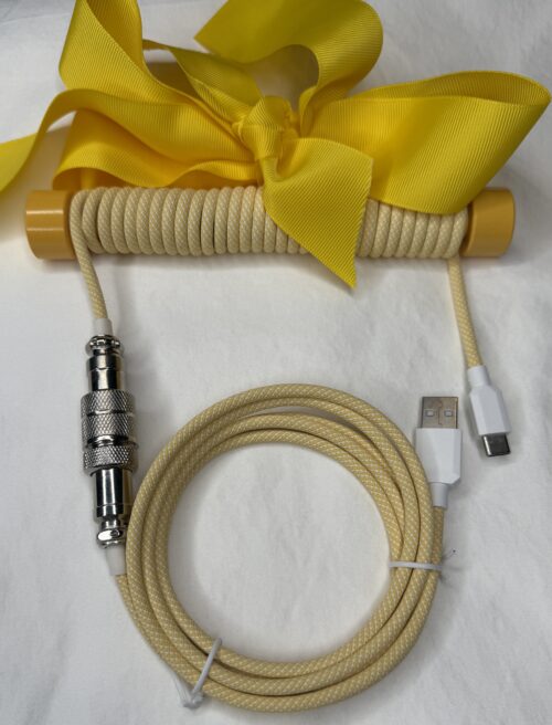 Coiled USB c Keyboard Cable - Yellow