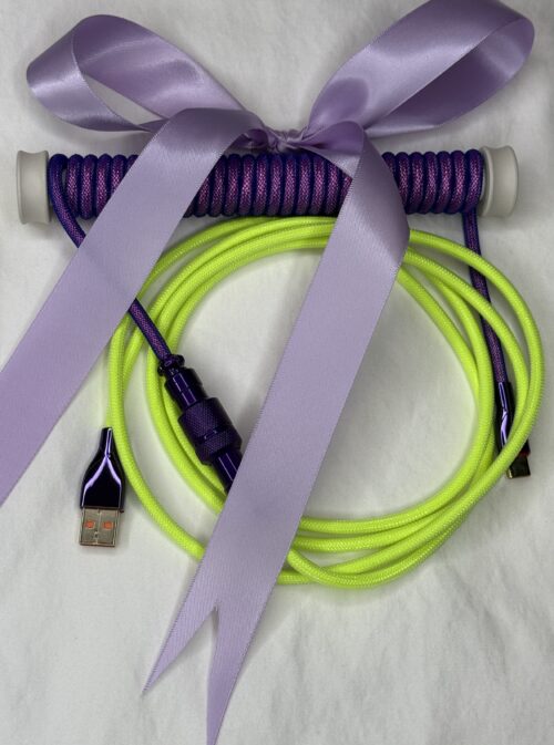 Coiled USB c Keyboard Cable - Purple/Yellow