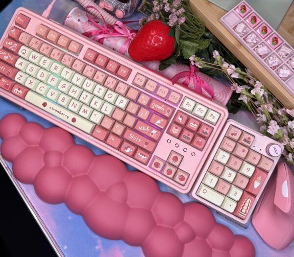 Pink Strawberry Themed (Modified Artisan Keycaps) 75% Keyboard - Image 8