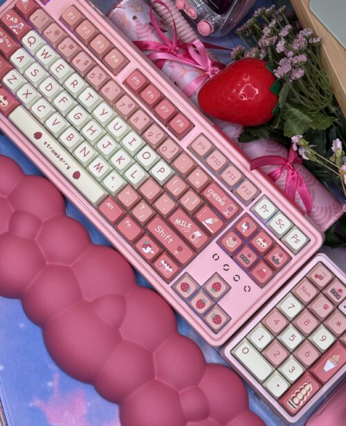 Pink Strawberry Themed (Modified Artisan Keycaps) FL Esports 75% Keyboard - Image 10