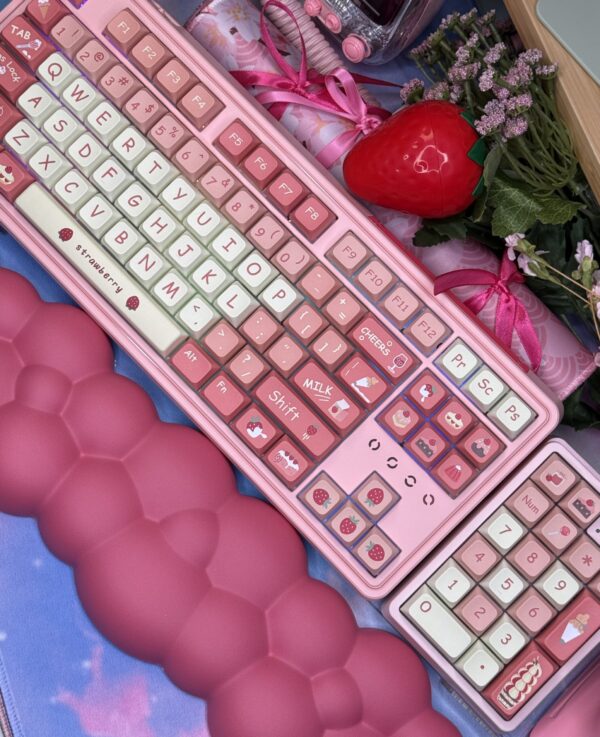 Pink Strawberry Themed (Modified Artisan Keycaps) 75% Keyboard - Image 10