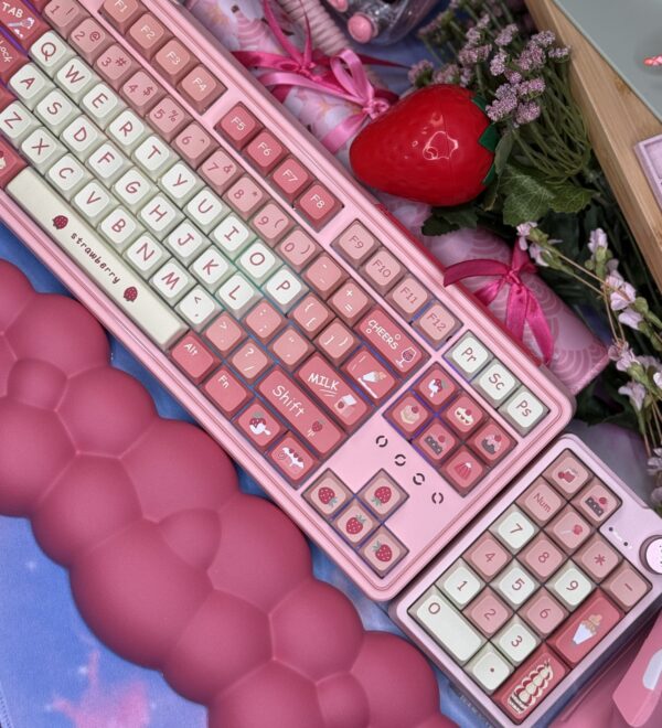 Pink Strawberry Themed (Modified Artisan Keycaps) 75% Keyboard
