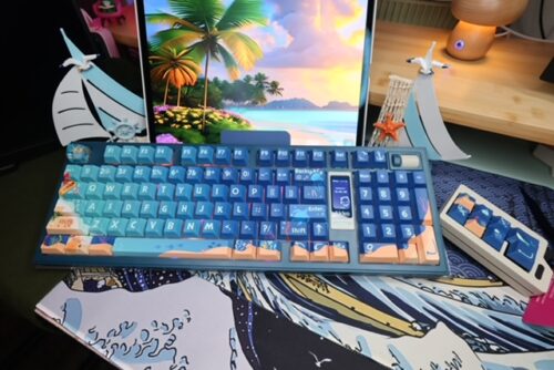 Blue Beach Themed Mechanical Keyboard Artisan Keycaps - Akko 5098B Wireless - Image 10