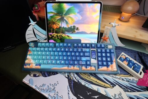 Blue Beach Themed Mechanical Keyboard Artisan Keycaps - Akko 5098B Wireless - Image 11