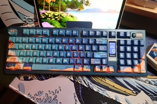 Blue Beach Themed Mechanical Keyboard Artisan Keycaps - Akko 5098B Wireless - Image 4