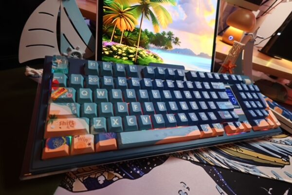 Blue Beach Themed Mechanical Keyboard Artisan Keycaps - Akko 5098B Wireless