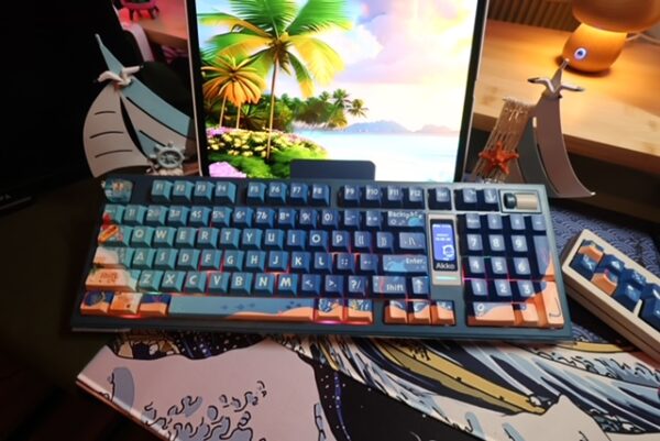 Blue Beach Themed Mechanical Keyboard Artisan Keycaps - Akko 5098B Wireless - Image 12