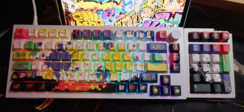 Graffiti! Fun and Colorful! White Base Aluminum Mechanical Keyboard-DROP Sense75 - Image 2