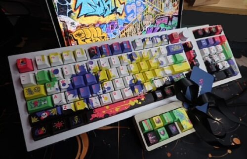 Graffiti! Fun and Colorful! White Base Aluminum Mechanical Keyboard-DROP Sense75