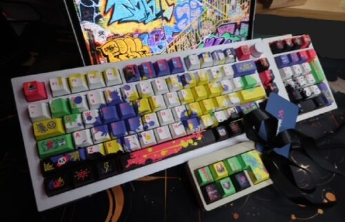 Graffiti! Fun and Colorful! White Base Aluminum Mechanical Keyboard-DROP Sense75 - Image 3