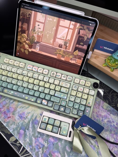 Green Garden Frog Artisan Keycaps - 100 Green Base Mechanical Keyboard