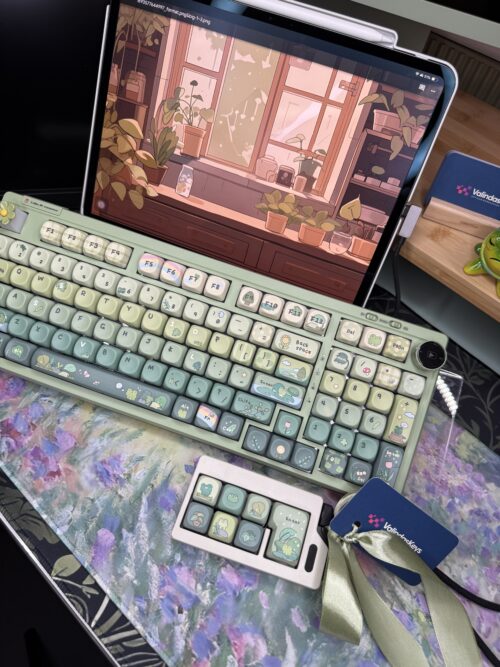 Green Garden Frog Artisan Keycaps - 100 Green Base Mechanical Keyboard - Image 7