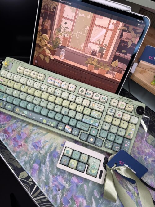 Green Garden Frog Artisan Keycaps - 100 Green Base Mechanical Keyboard - Image 6