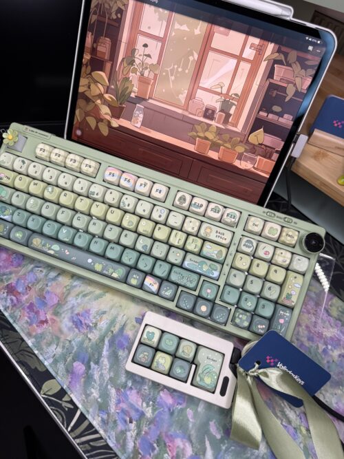 Green Garden Frog Artisan Keycaps - 100 Green Base Mechanical Keyboard - Image 5