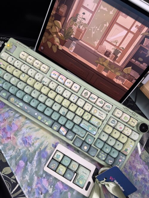 Green Garden Frog Artisan Keycaps - 100 Green Base Mechanical Keyboard - Image 3