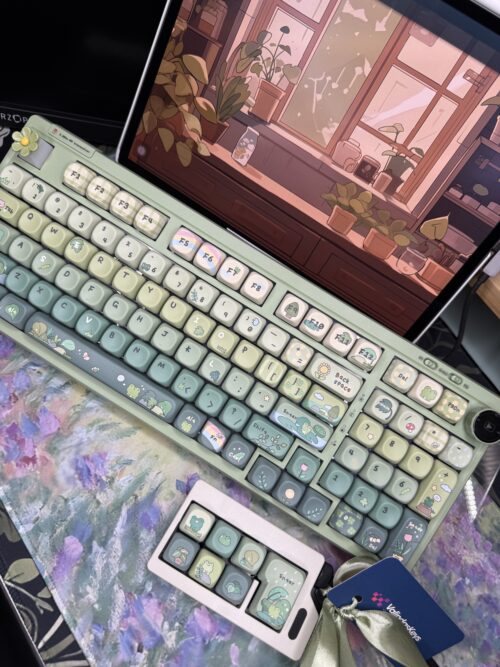 Green Garden Frog Artisan Keycaps - 100 Green Base Mechanical Keyboard - Image 2