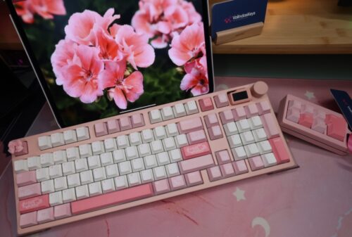 Pink Aluminum Base ~ Pink White Keycaps - Wireless Tri-mode KeydousNJ98 - Image 4