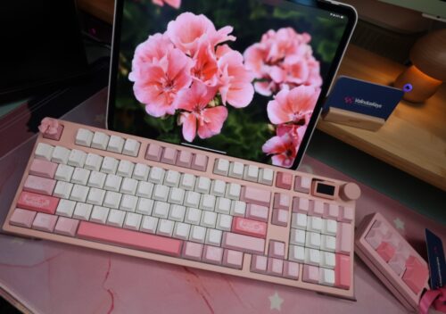 Pink Aluminum Base ~ Pink White Keycaps - Wireless Tri-mode KeydousNJ98 - Image 10