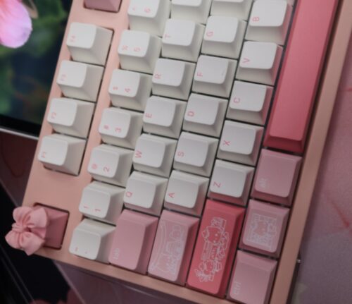 Pink Aluminum Base ~ Pink White Keycaps - Wireless Tri-mode KeydousNJ98 - Image 7