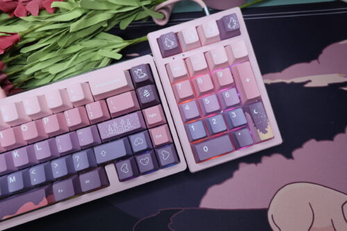 Pink Base Modified Lucky65 Keyboard Artisan Keycaps - Wireless Tri-mode - Image 2