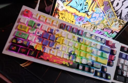 Graffiti! Fun and Colorful! White Base Aluminum Mechanical Keyboard-DROP Sense75 - Image 4