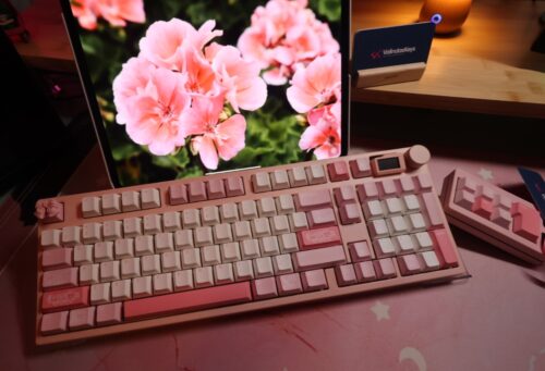 Pink Aluminum Base ~ Pink White Keycaps - Wireless Tri-mode KeydousNJ98 - Image 6