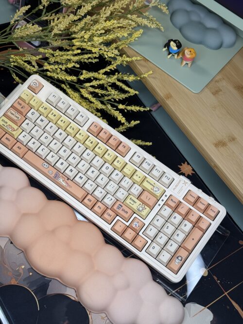 Sale! Yellow Cat Themed AUSDOM 98Pro Wireless Mechanical Keyboard - Image 4