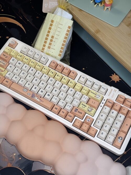 Sale! Yellow Cat Themed AUSDOM 98Pro Wireless Mechanical Keyboard - Image 5