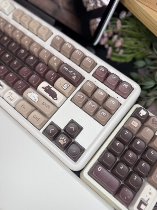 Tan and Brown Theme Modified Butter added artisan Keycaps (cat/coffee/browns) Wireless Custom - Image 2