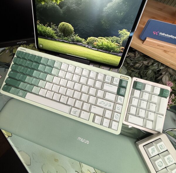 Custom Modified - Lt Green Theme Ombre Artisan Keycaps Halo Keyboard - Image 3