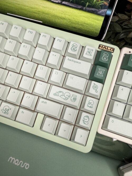 Custom Modified - Lt Green Theme Ombre Artisan Keycaps Halo Keyboard - Image 10