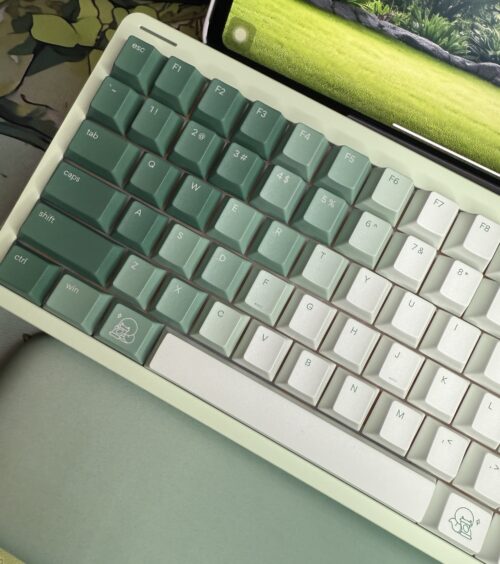 Custom Modified - Lt Green Theme Ombre Artisan Keycaps Halo Keyboard - Image 8