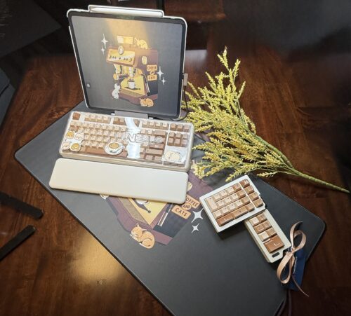 Coffee and Cats Themed - Tan and Brown Theme Modified Custom Wireless B87 Creme Color Base - Image 11