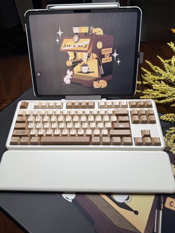 Coffee and Cats Themed - Tan and Brown Theme Modified Custom Wireless B87 Creme Color Base - Image 3
