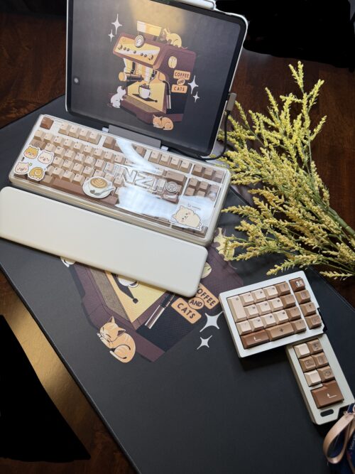 Coffee and Cats Themed - Tan and Brown Theme Modified Custom Wireless B87 Creme Color Base - Image 12
