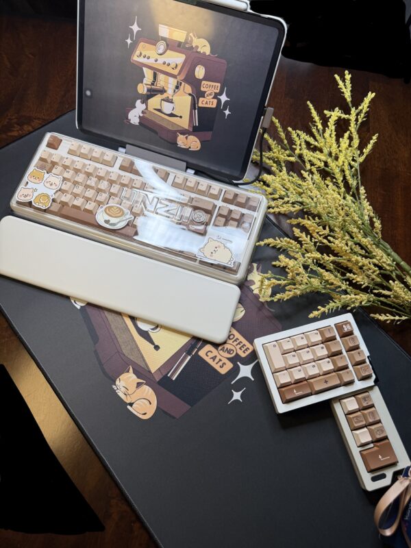 Coffee and Cats Themed - Tan and Brown Theme Modified Custom Wireless B87 Creme Color Base - Image 12