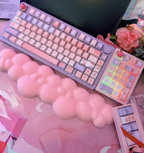 Purple Lavender and Peach Aluminum Base Custom Artisan Apricot Keycaps